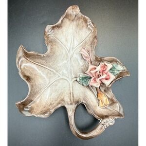Decorative Capodimonte Leaf  Candy Dish Fall Decor